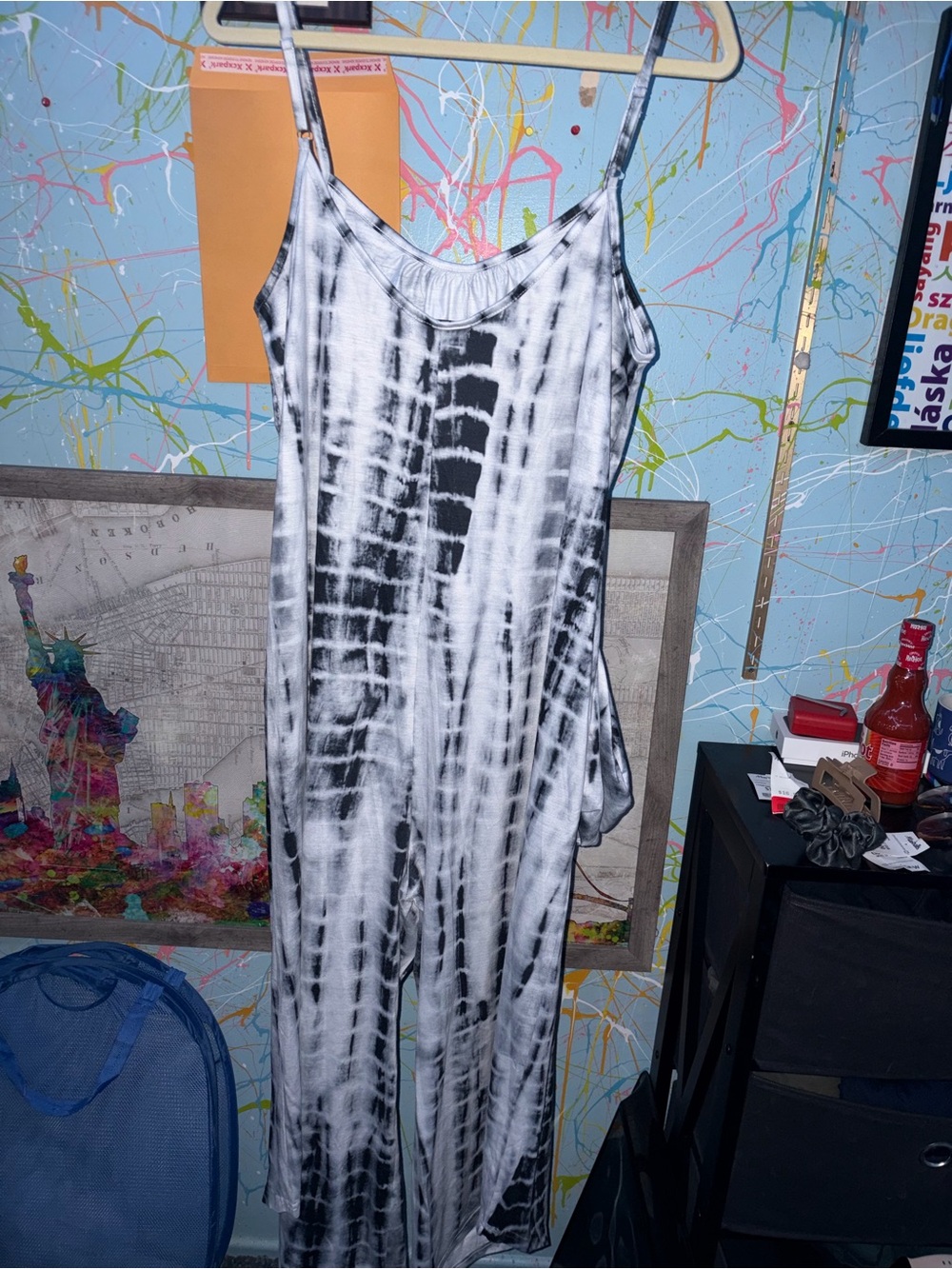 Black & White Tie-Dye Slip Jumpsuit